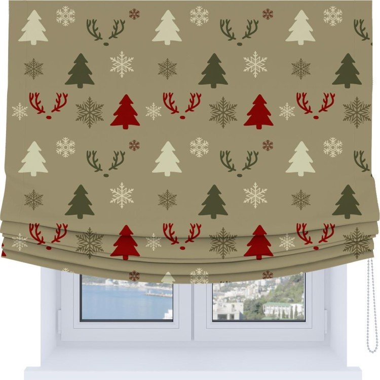 Римская штора Soft с мягкими складками, «Гармония рождества»