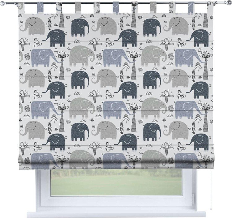 Римская штора на петлях «Серые слоники»