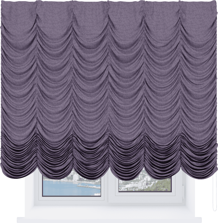 Французская штора «Кортин», лён кашемир фиолетовый