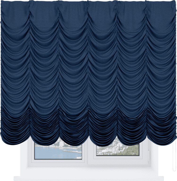 Французская штора «Кортин», лён кашемир тёмно-синий